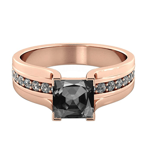 Diamond Mine - Black Diamond 14K Rose Gold Promise Ring 1