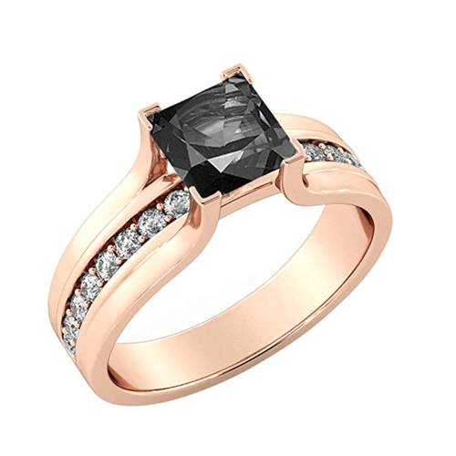 Diamond Mine - Black Diamond 14K Rose Gold Promise Ring 2