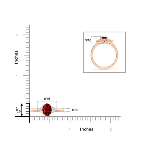 Angara - Solitaire Oval Ruby and Diamond Promise Ring 4