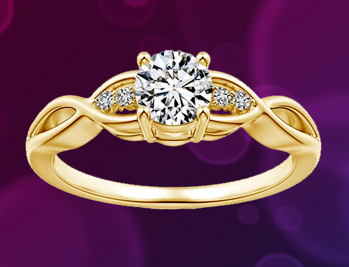 Angara – April Birthstone Infinity Twist Round Diamond Promise Ring