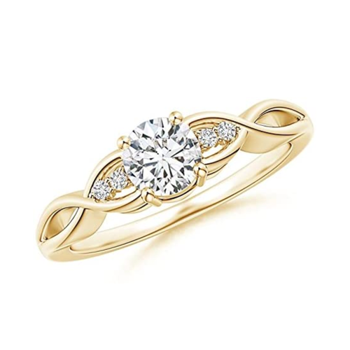 Angara - April Birthstone Infinity Twist Round Diamond Promise Ring 5
